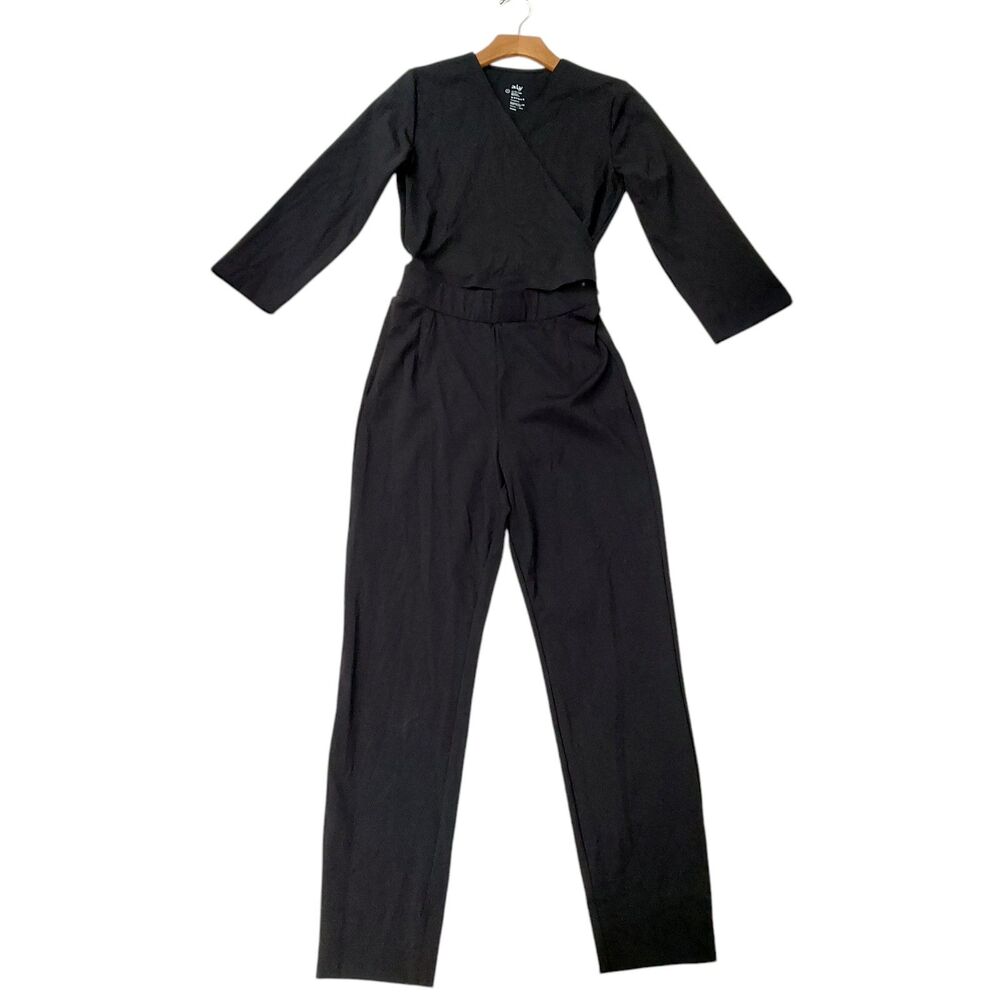 Aday Destination Jumpsuit Womens Small Black Stretch Travel One Piece Slim Leg